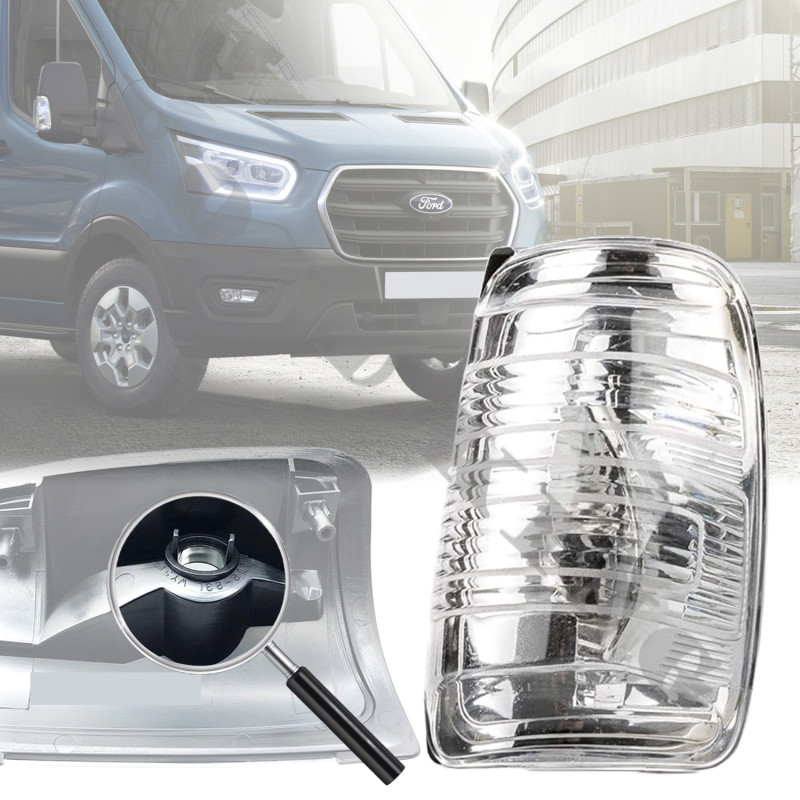 Мигач за огледало Ford Transit 2013-2019 Десен, Бял с щипки