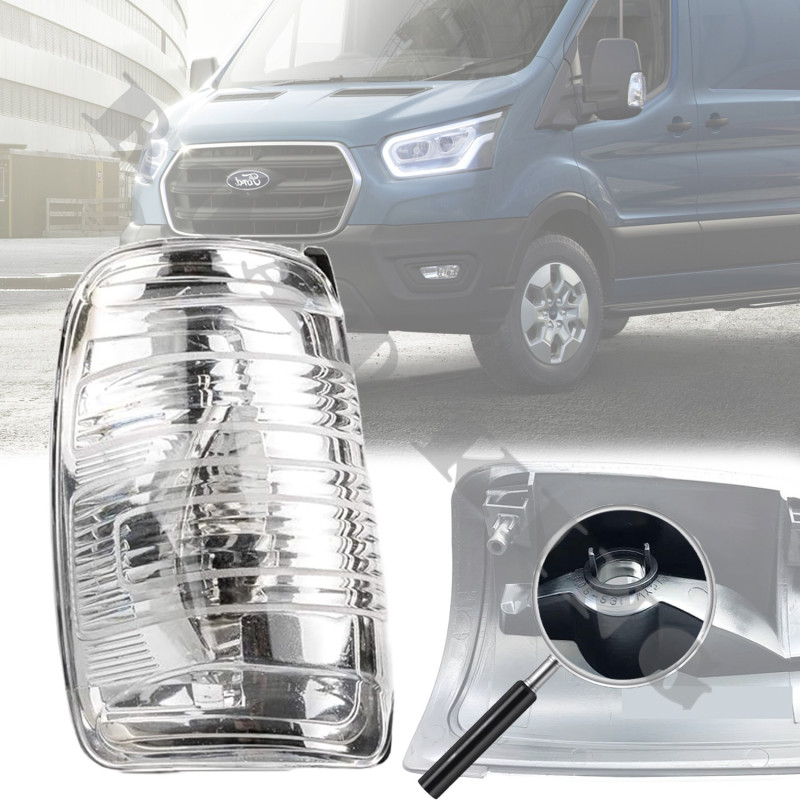 Мигач за огледало Ford Transit 2013-2019 Ляв, Бял с щипки